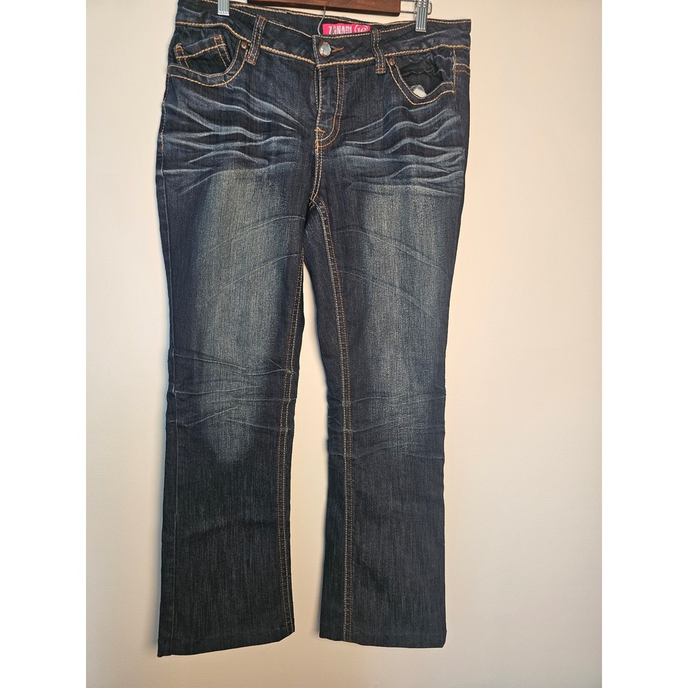 [Y2K McBling] Zanadi Bootcut Jeans womens Size 16 Dark Wash Rhinestone Studded